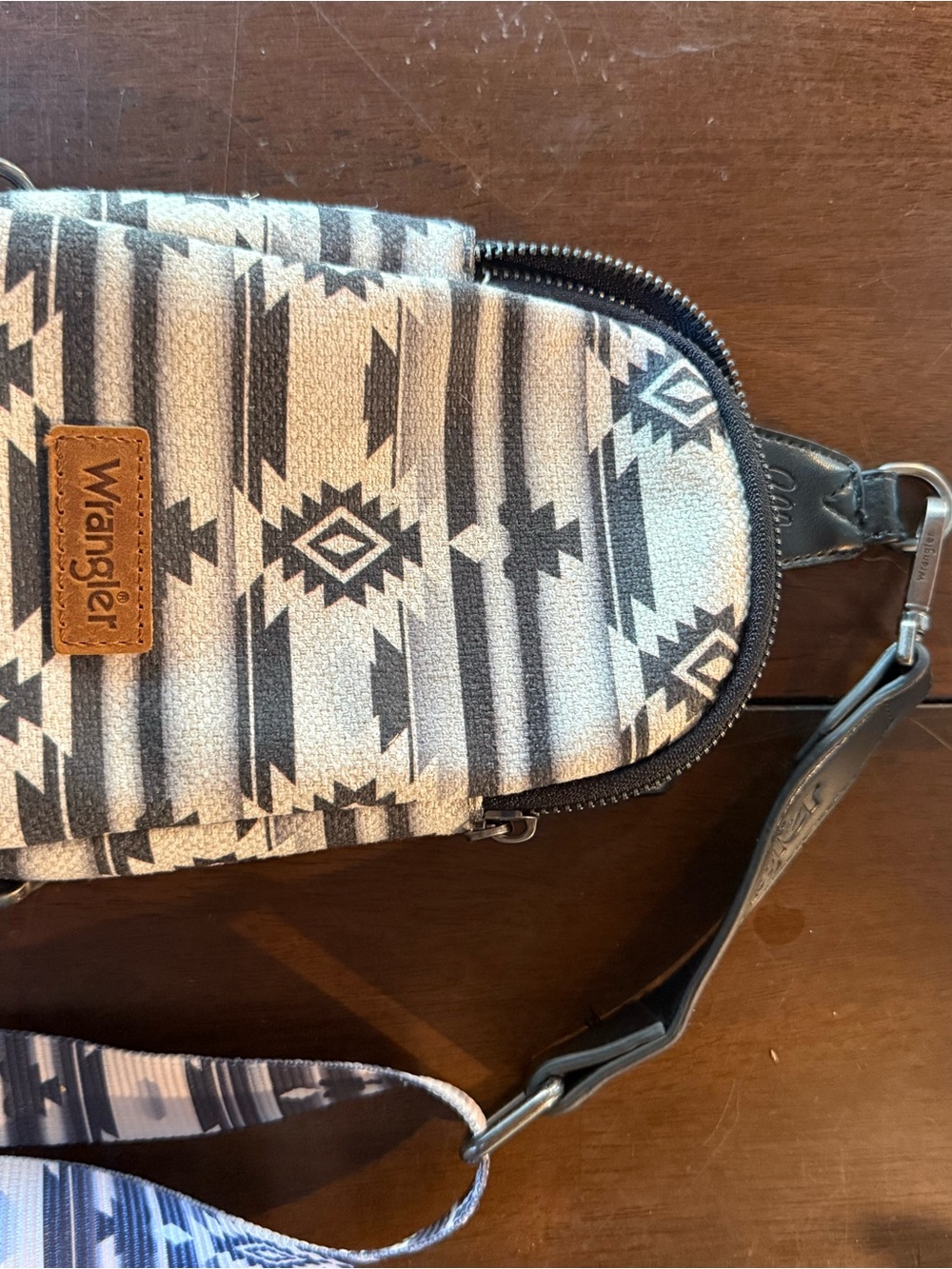 Wrangler Black and White Aztec Pattern Belt Bag